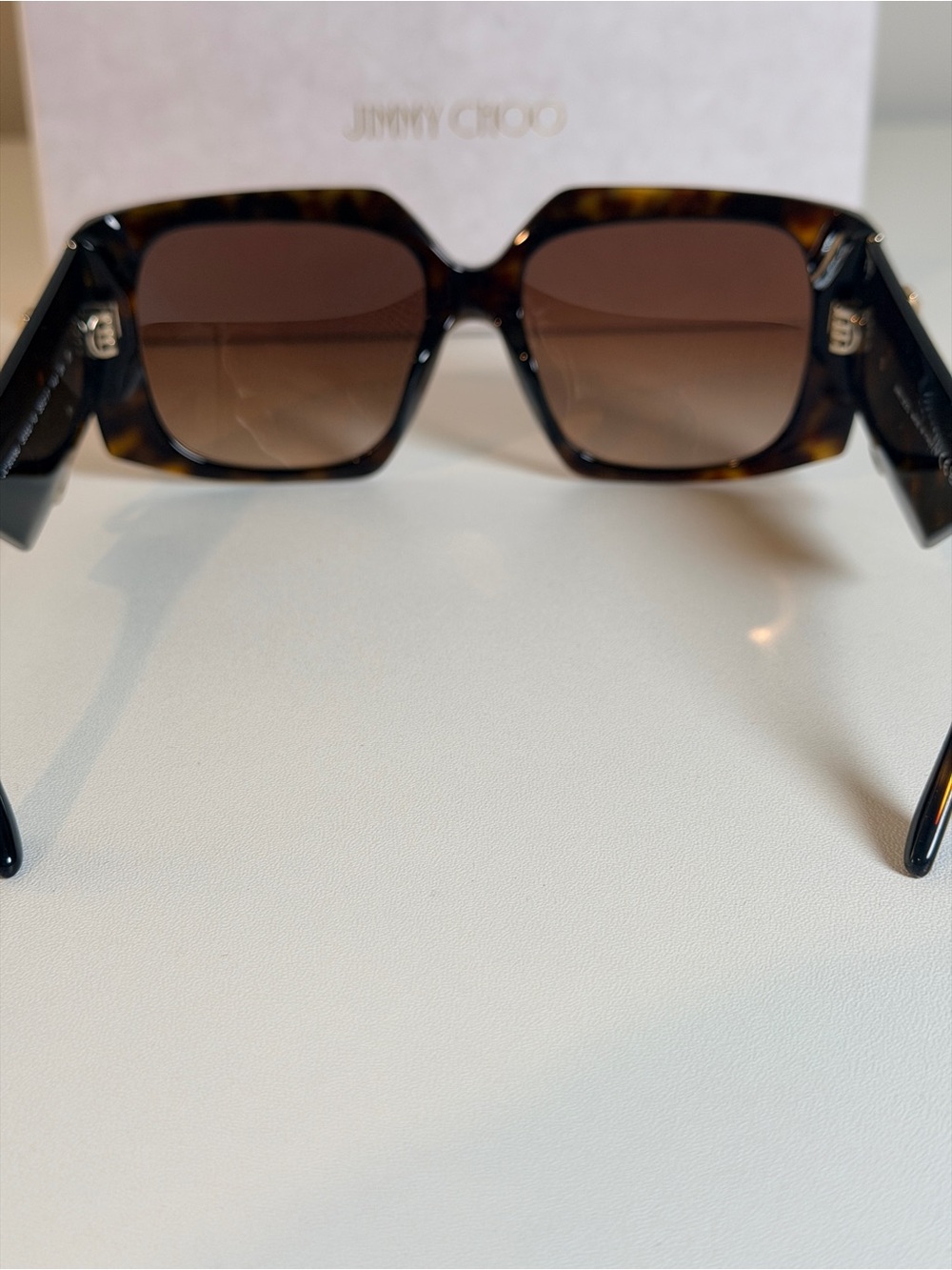 Jimmy Choo Tortoiseshell Square Sunglasses with Brown Gradient Lenses- New - Picture 4 of 6